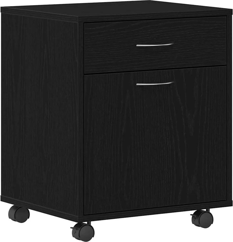 vidaXL Dulap pe roți Stejar negru 45 x 38 x 54 cm Lemn compozit