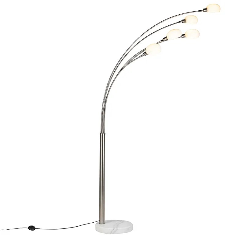Lampă de podea de design din oțel cu 5 lumini - Sixties Marmo
