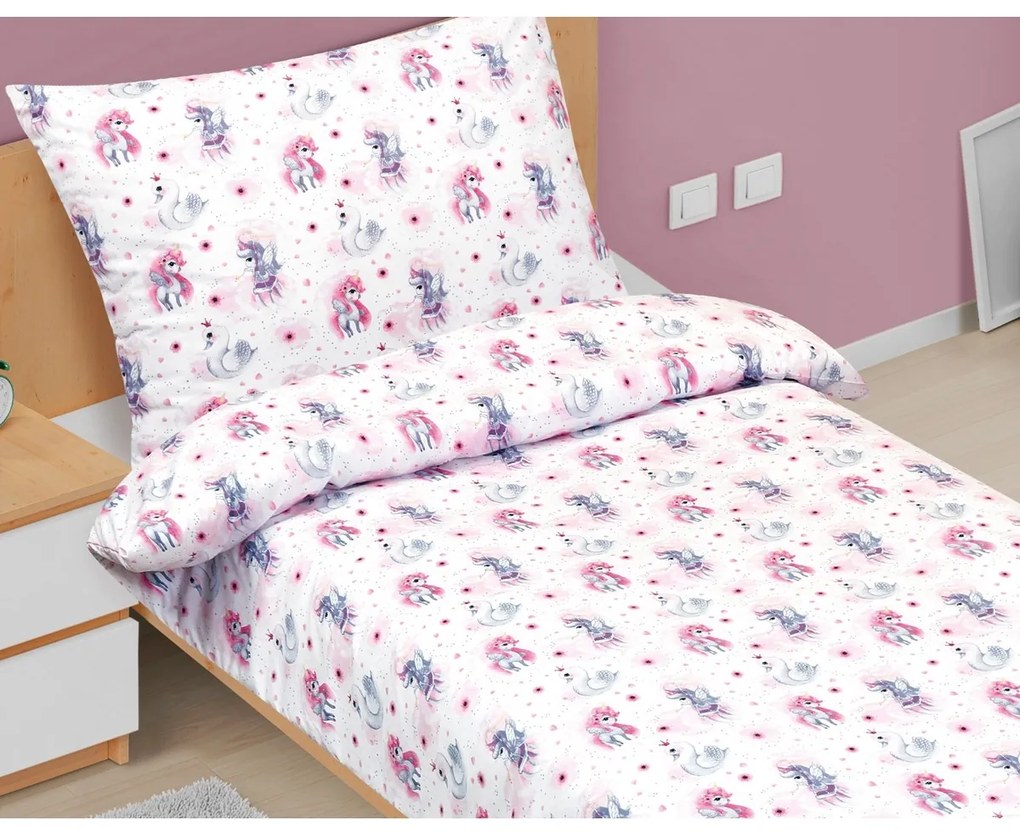 Lenjerie de pat din bumbac Bellatex Unicorn Junior, 140 x 200 cm, 70 x 90 cm