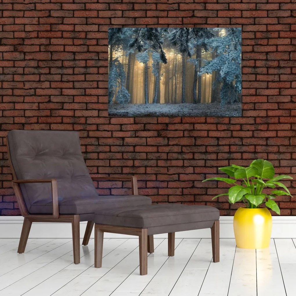 Tablou cu pădure înzăpezită (90x60 cm)