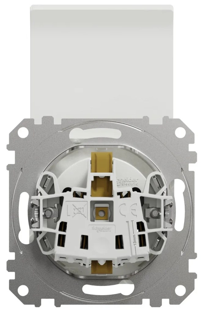Priza simpla cu impamantare, cu capac, 16A, IP20, Alb Schneider Sedna Design