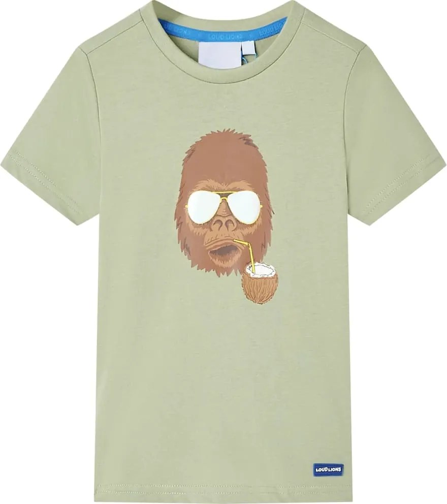 vidaXL Tricou pentru copii cu mâneci scurte, kaki deschis, 116