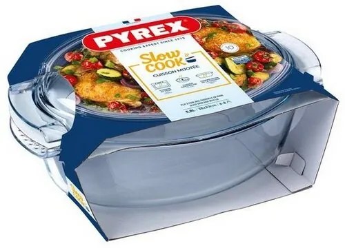 Vas de copt din sticlă Pyrex cu capac, 5,8 l