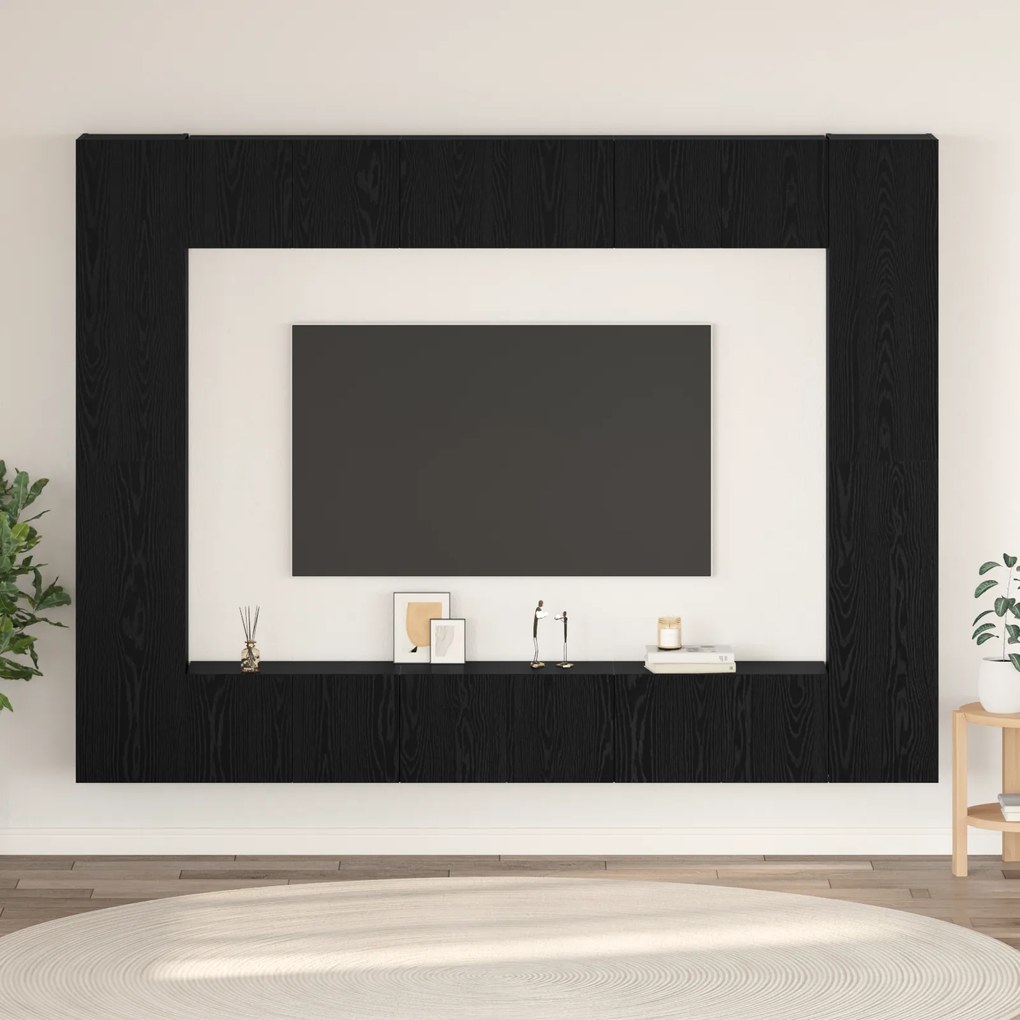 vidaXL Set comodă TV 10 pcs Stejar negru Mediu 30.5 x 30 x 90 cm