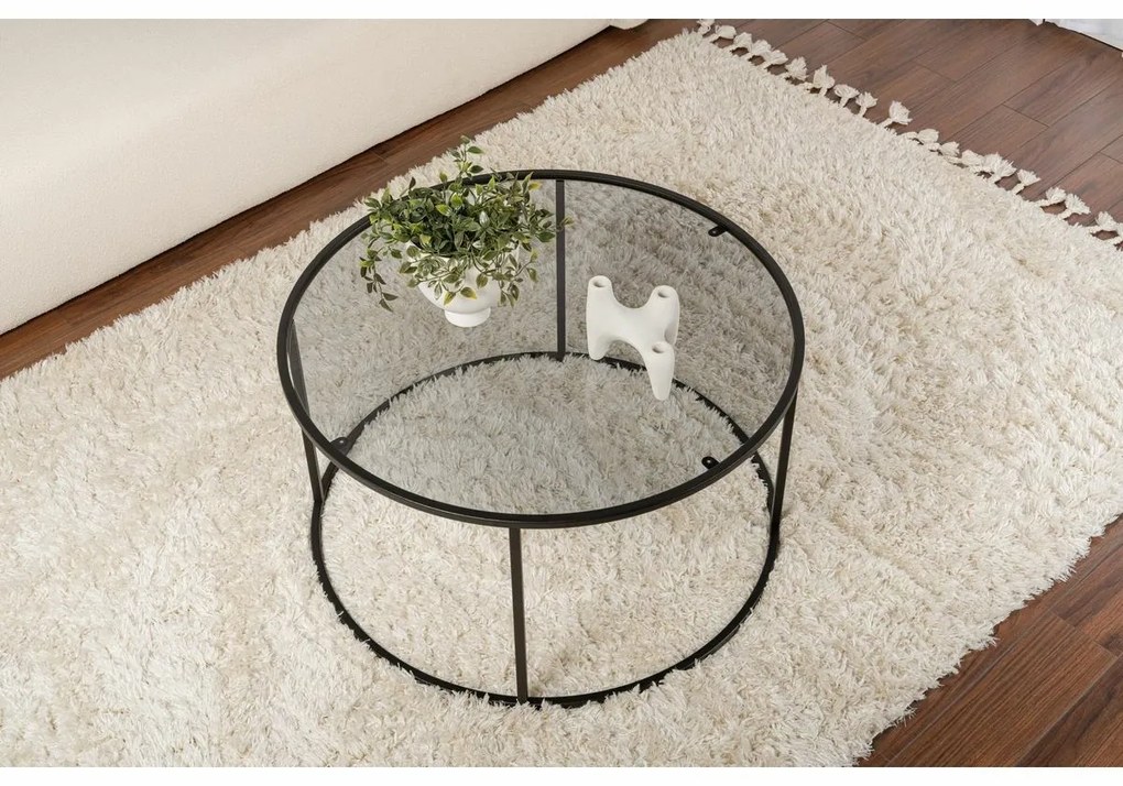 Măsuță de cafea Black cu sticlă fumurie, 80 cm