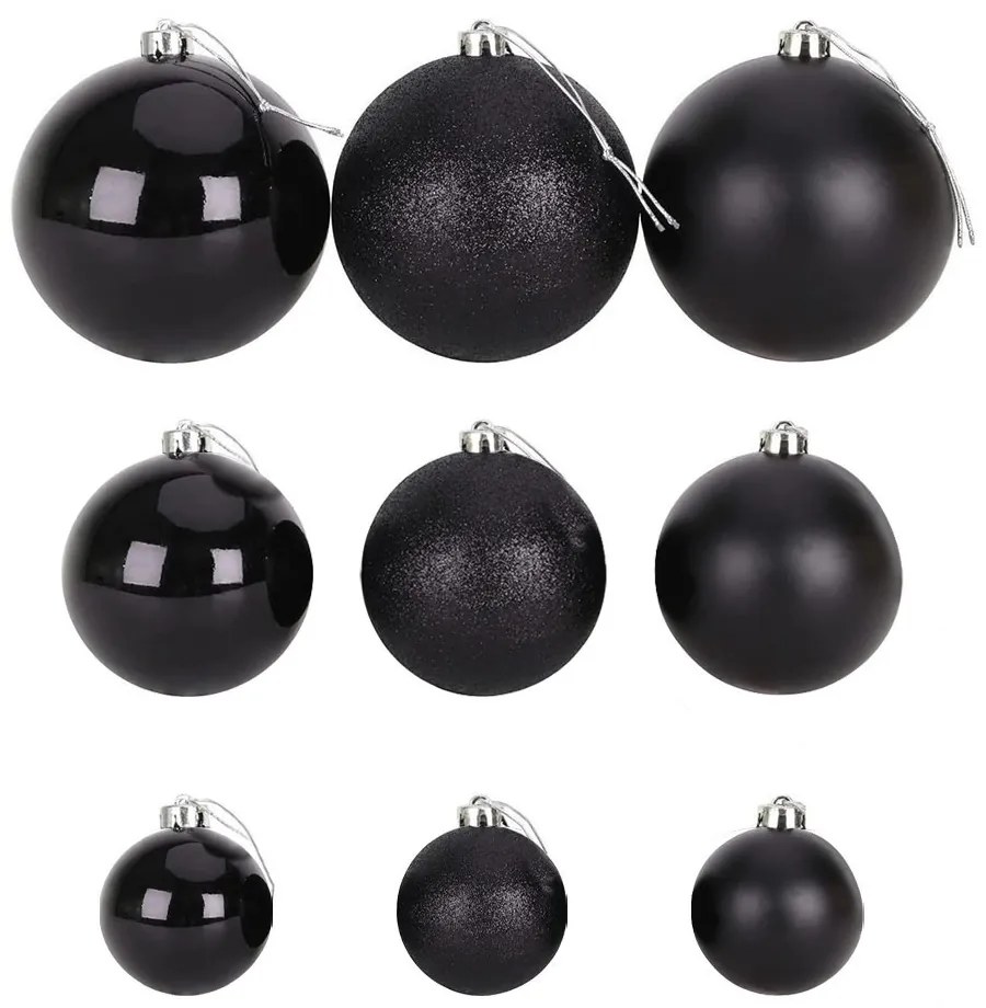 Set ornamente de brad, 112 piese, negru