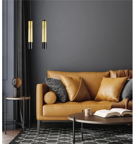 Lustră pe cablu PRESCOT 2xGU10/40W/230V aurie