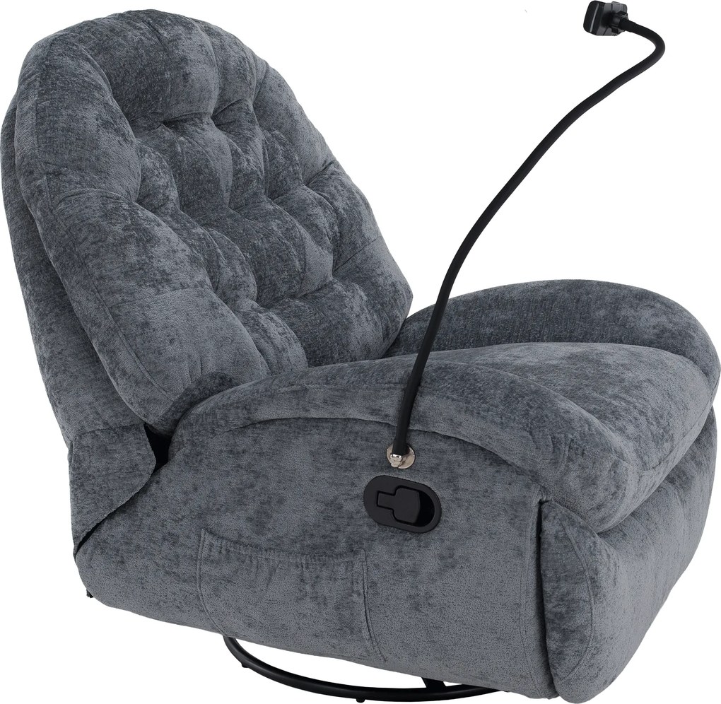 Scaun pivotant de lux, cu balansare, gri, DELMOR