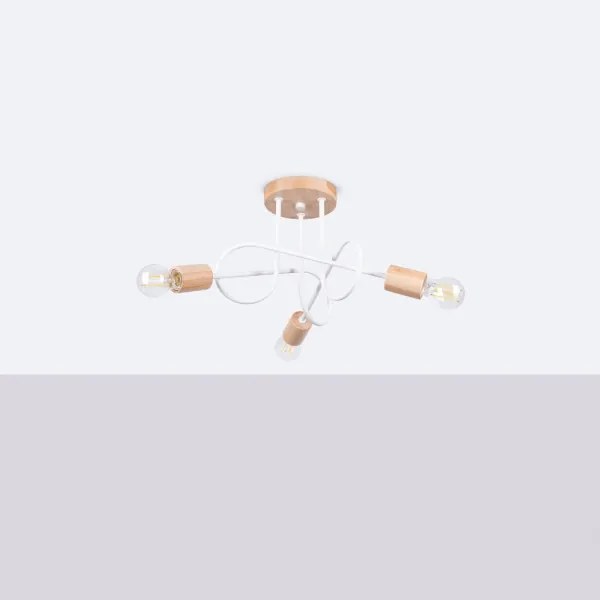 Lustră aplicată Sollux SL.1474 EMBER 3xE27/15W/230V alb/bej/fag