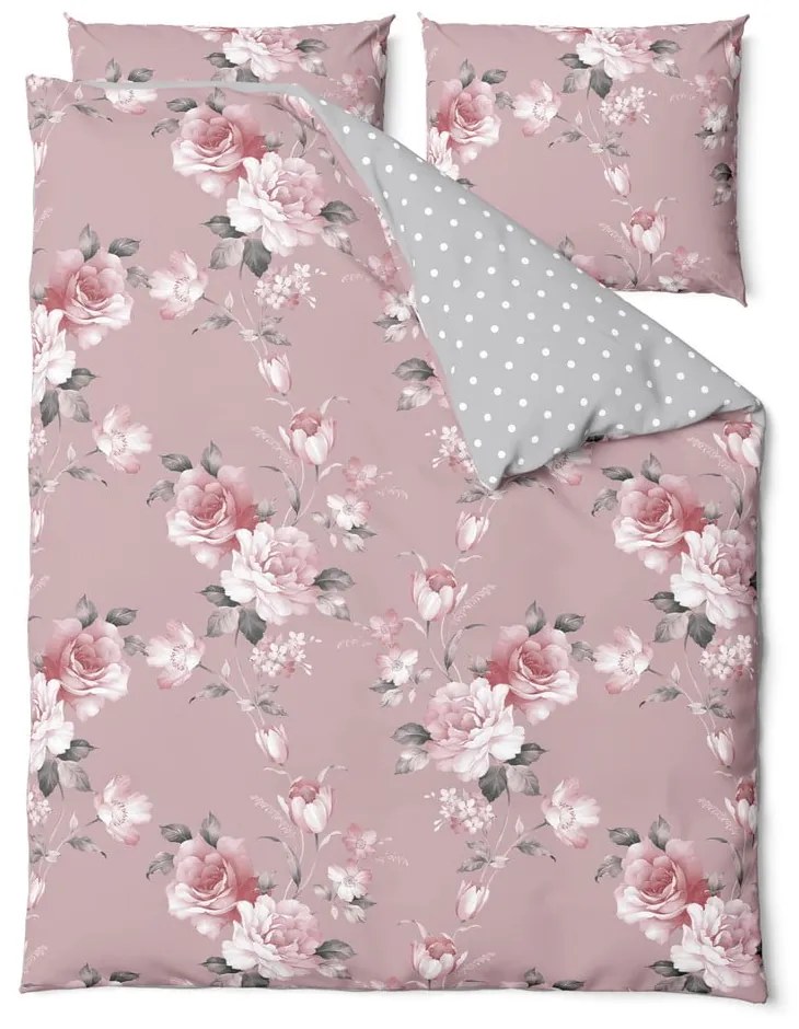 Lenjerie de pat din bumbac pentru pat dublu Bonami Selection Belle, 200 x 200 cm, roz