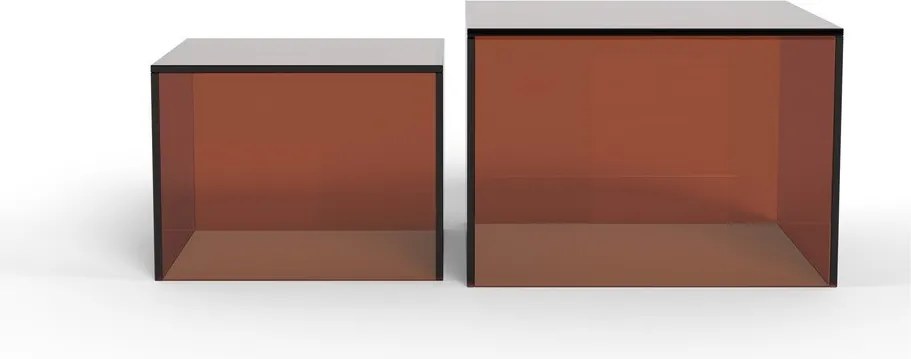 Măsuțe de cafea maro 2 buc. din sticlă 50x50 cm Dice – Actona