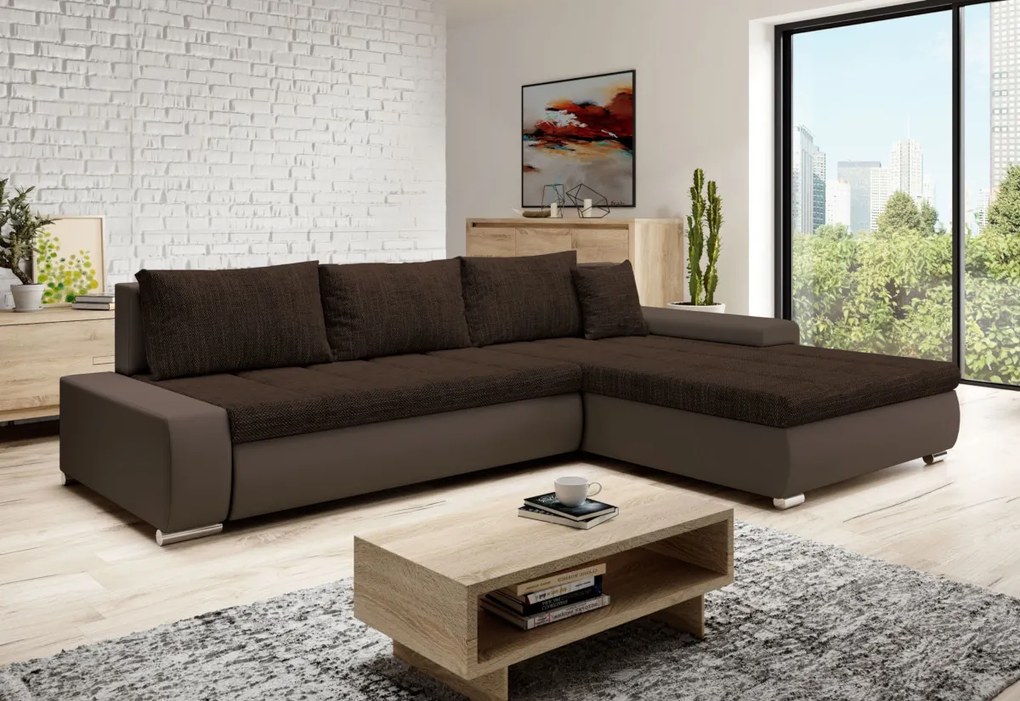 Supermobel Coltar TOSCANIA C, 297x80x214, berlin 02/piele eco neagra, dreapta