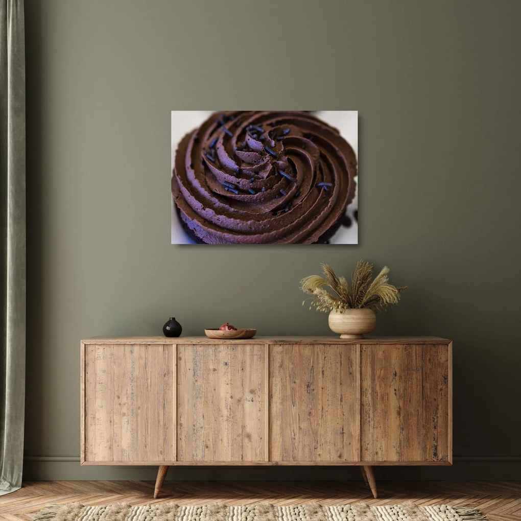 Tablou pe sticlă - Cupcake din ciocolată (70x50 cm)