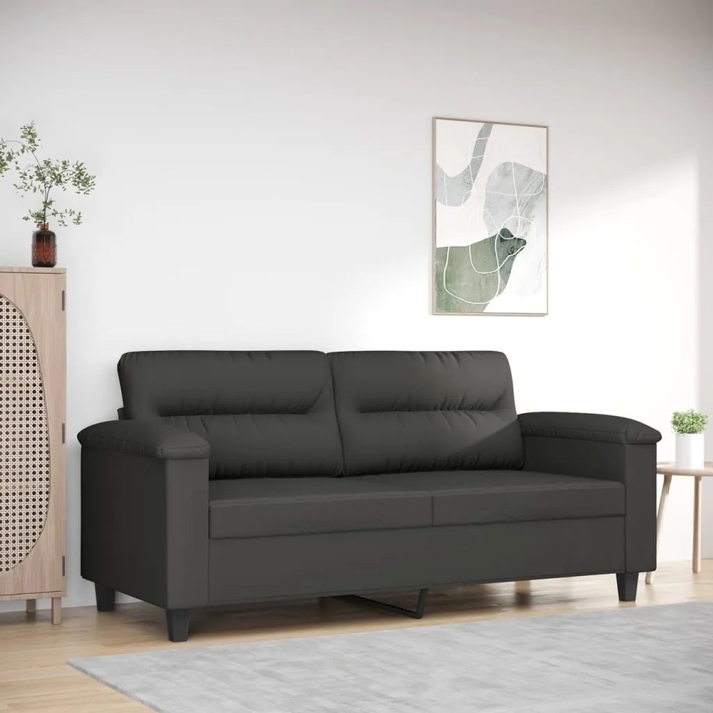 349223 vidaXL Canapea cu 2 locuri, gri închis, 140 cm, țesătură microfibră