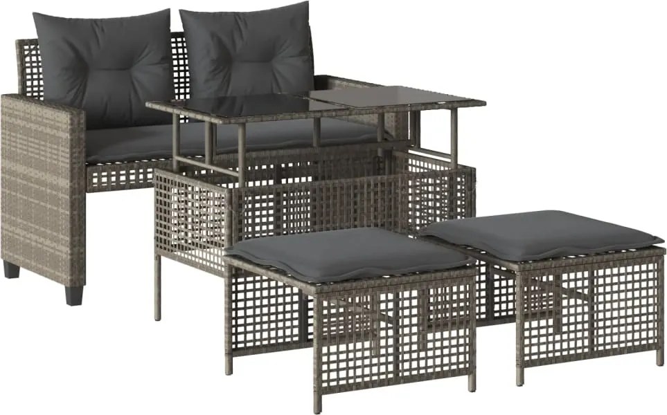 vidaXL Set canapele de grădină cu perne 4 piese gri poliratan/sticlă