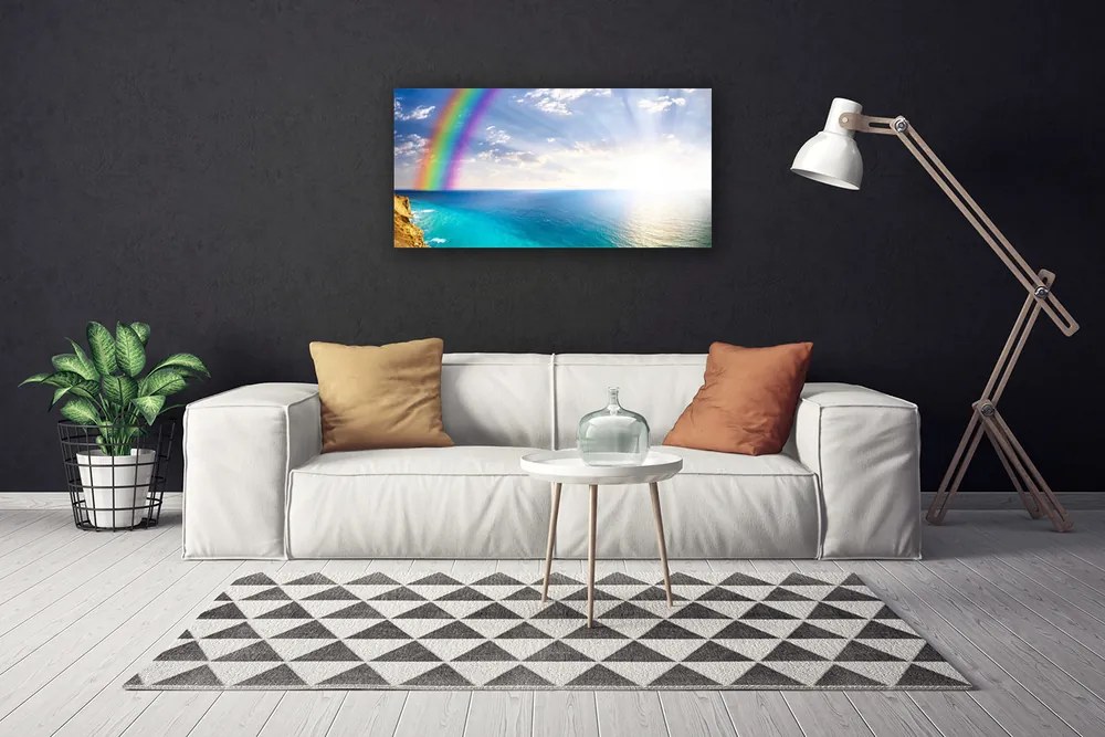 Tablou pe panza canvas Rainbow Sun Sea Peisaj Multi