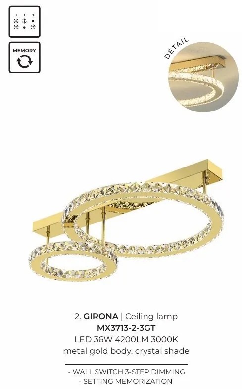 Lustra LED aplicata design modern Girona auriu