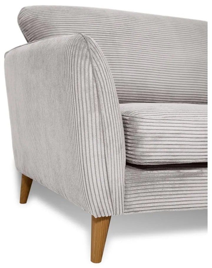 Canapea gri deschis cu tapițerie din catifea reiată 206 cm Paris – Scandic