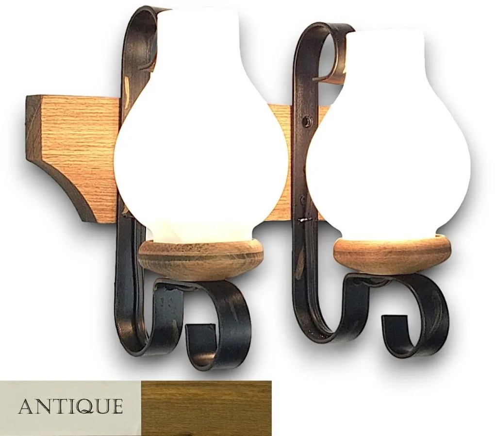 Aplica de perete rustica fabricata manual din lemn Vela WOOD-VE-AP2