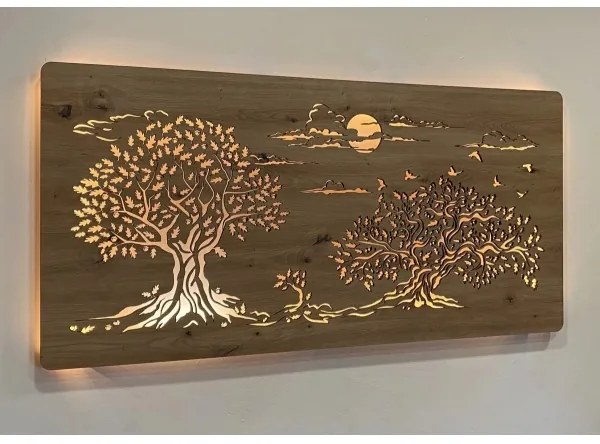 Li-Go 5307/DUB2 - Decorațiune de perete LED dimabilă, 24W/230V, 120x60 cm, stejar