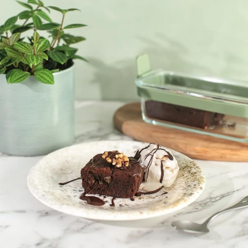 Set 2 forme de copt pentru cuptor si friteuze cu aer cald Lekue 1010158, Manere din silicon, Sticla borosilicata, Verde