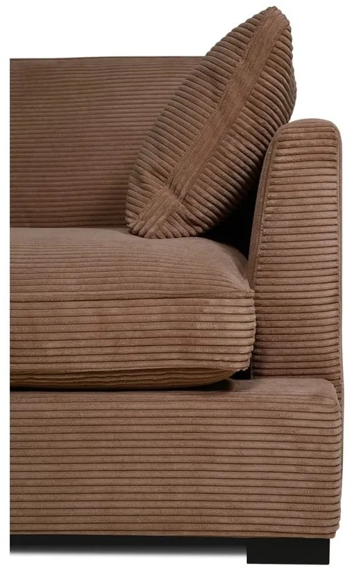 Canapea maro deschis cu tapițerie din catifea reiată 266 cm Mobby – Scandic