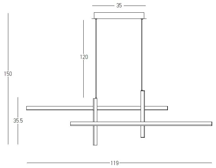 Lustra LED design liniar X-LIne negru