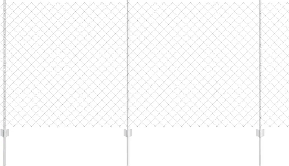 vidaXL Gard cu Stâlp Argintiu 1,2 x 25 m Oțel