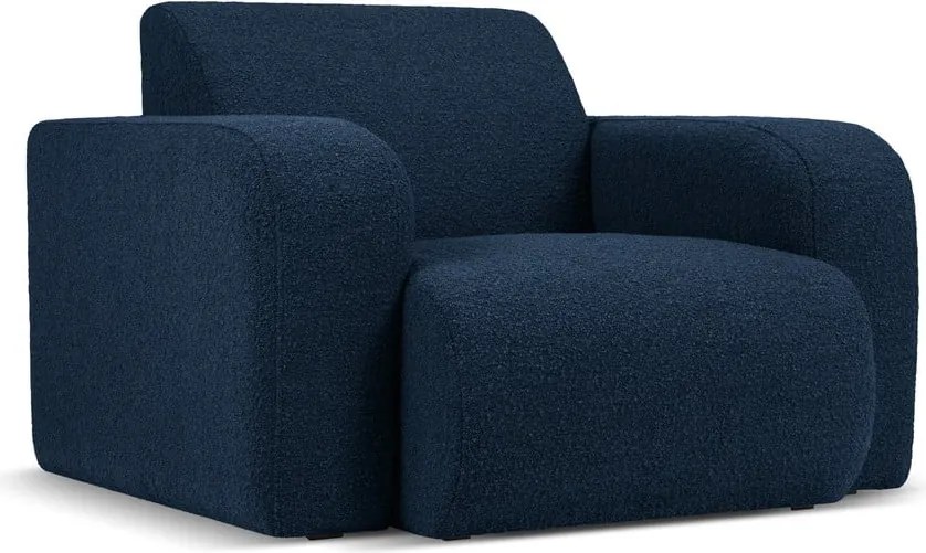 Fotoliu albastru închis cu tapițerie din stofă bouclé Molino – Micadoni Home