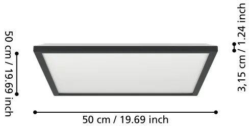 Plafonieră LED dimabilă de exterior Eglo 901457 ROVITO-R 17W/230V 50x50 cm IP44 negru + telecomandă