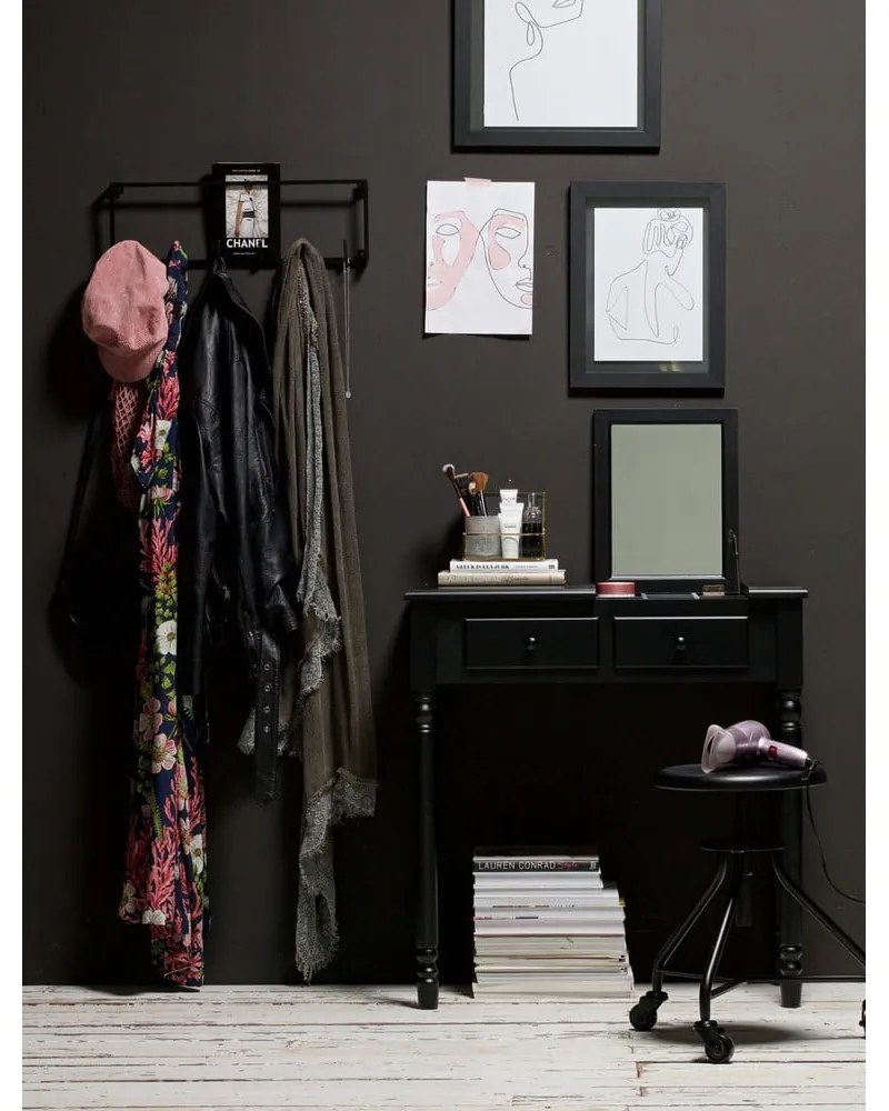 Măsuță de toaletă din lemn de pin WOOOD Romy, negru