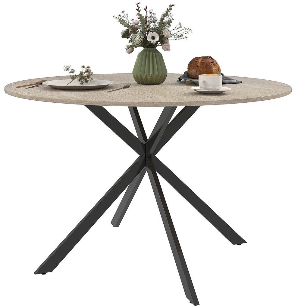 HOMCOM Masă de Dining Rotundă pentru 4 Persoane cu Structură de Oțel Ø120x75 cm Maro Închis | Aosom Romania