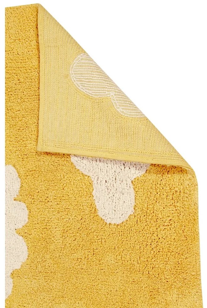 Covor pentru copii galben muștar lavabil/țesut manual din bumbac 120x160 cm Clouds Mustard – Lorena Canals