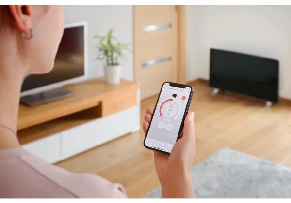 Sencor - Convector/încălzitor electric inteligent 1200/2400W, 230V, IP24, Wi‑Fi, negru