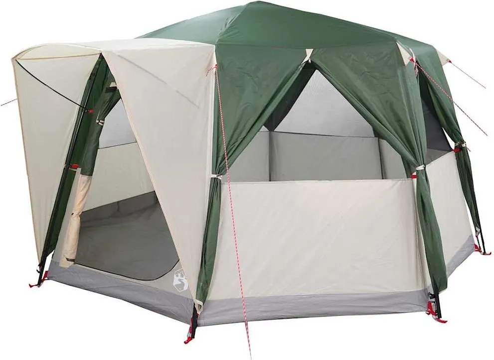 vidaXL Cort pentru 6 persoane cu acoperiș Verde 425 x 396 x 222 cm