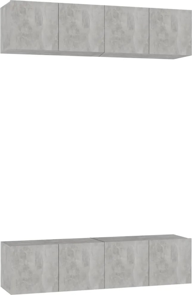 vidaXL Dulapuri TV, 4 piese, gri beton, 60x30x30 cm, lemn prelucrat