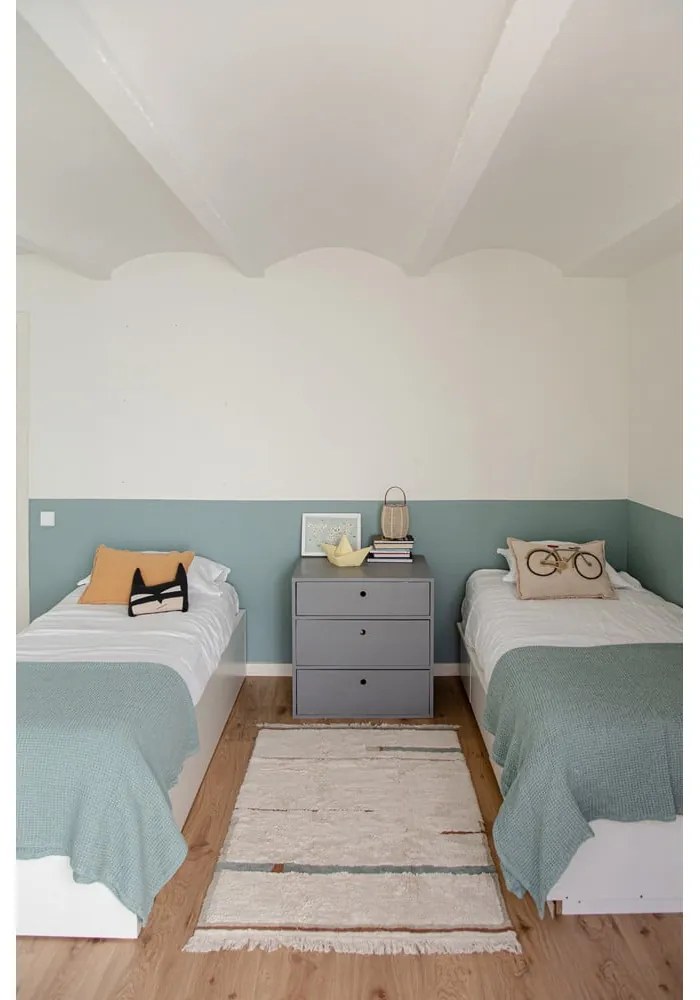 Covor albastru/crem lavabil/țesut manual din bumbac 90x130 cm Lanes Vintage Blue – Lorena Canals