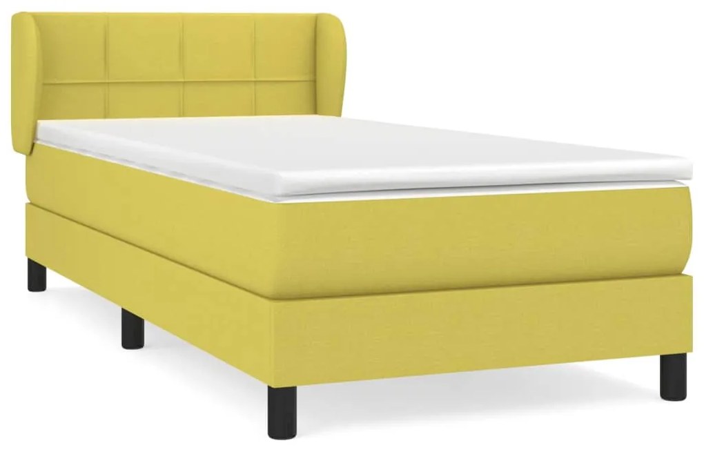 3126204 vidaXL Pat box spring cu saltea, verde, 80x200 cm, textil