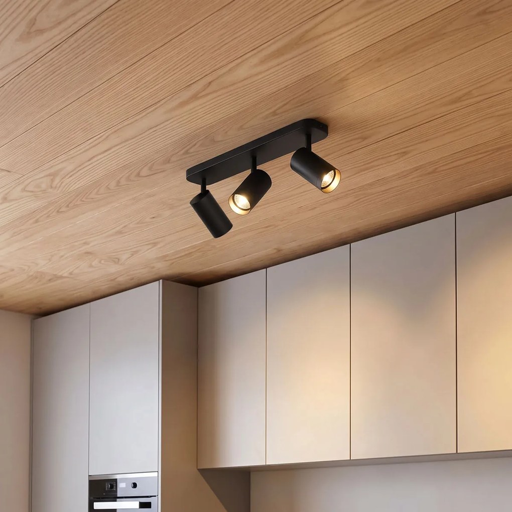 Plafonieră modernă neagră cu 3 lumini GU10 70mm - Jeana Luxe