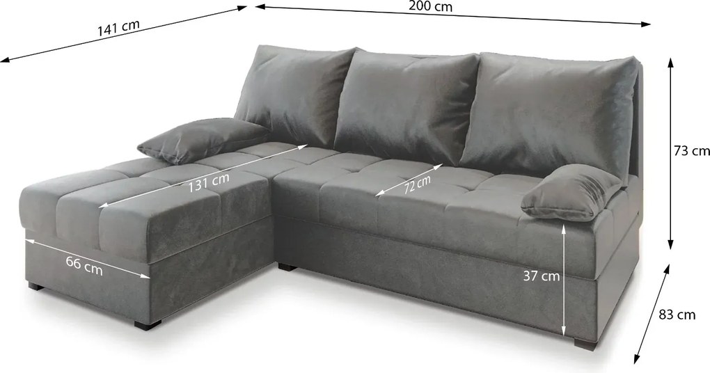 OFERTA Canapea extensibila de colt ZENA gri deschis, reversibila II. clasa