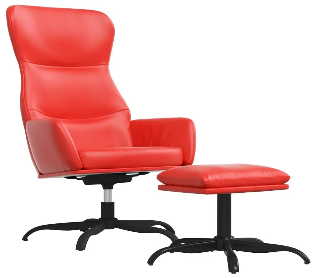 3097449 vidaXL Scaun de relaxare cu taburet, roșu, piele ecologică