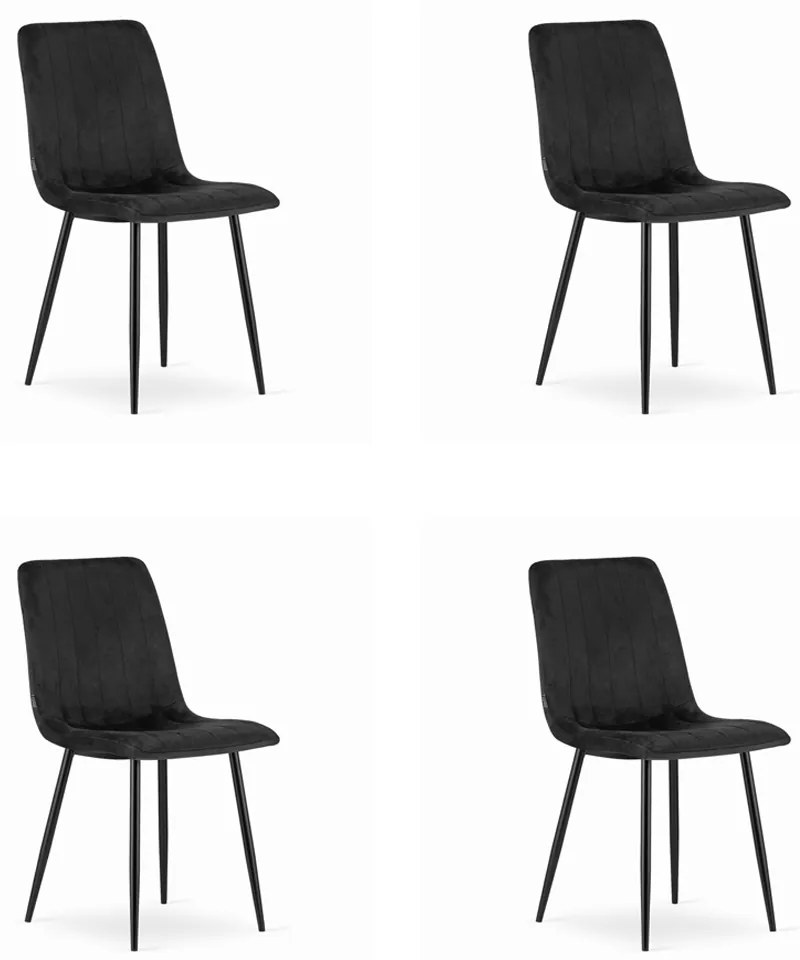 Set 4 Scaune Bucatarie/Dining Gabe Catifea Negru