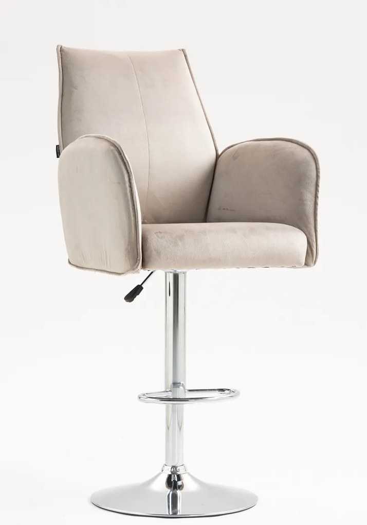 HR280W Scaun Latte din Catifea cu Bază Cromata