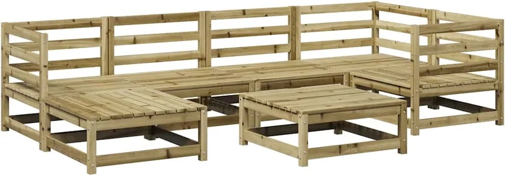 vidaXL Set canapea de grădină, 7 piese, lemn de pin tratat