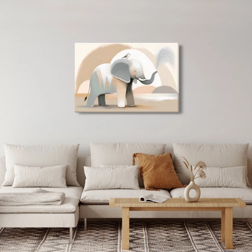 Tablou - Elefant în culori pastel (90x60 cm)