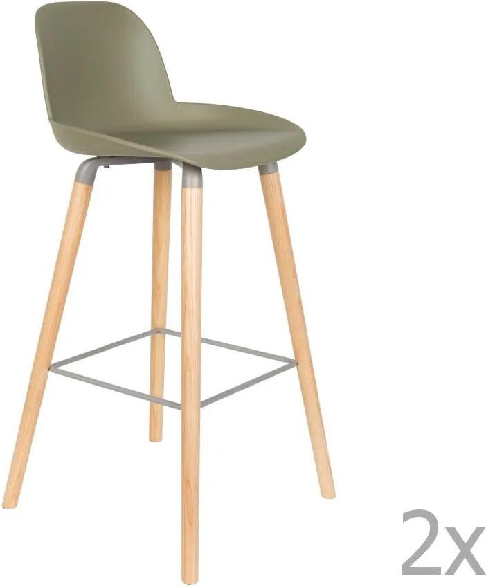 Set 2 scaune bar Zuiver Albert Kuip, înălțime scaun 75 cm, verde