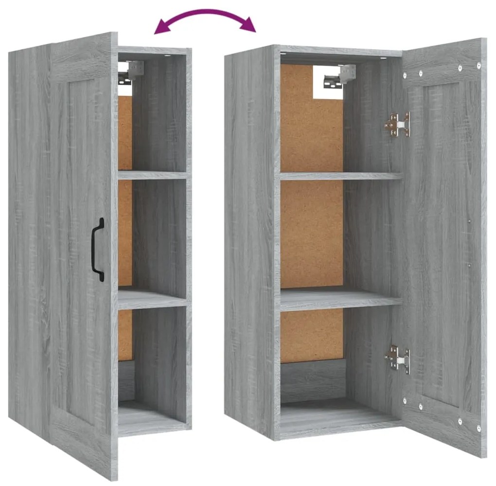 Dulap suspendat, gri sonoma, 35x34x90 cm, lemn prelucrat sonoma gri, 1