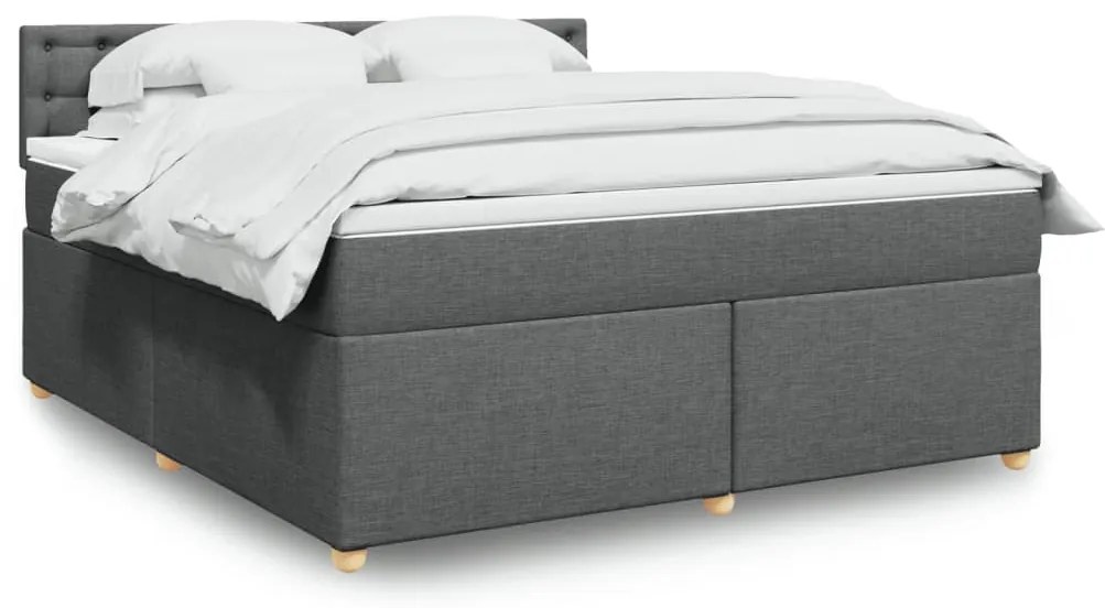 vidaXL Pat box spring cu saltea, gri închis, 180x200 cm, textil