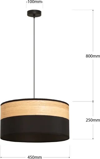 Lustră suspendată pe cablu ALBA, 1x E27, 15 W, 230 V, Ø 45 cm, negru/maro