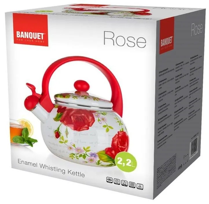 Ceainic smălțuit Banquet Rose, 2,2 l